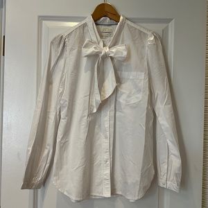 NWT J. Crew Classic- fit tie-neck cotton poplin shirt size 8